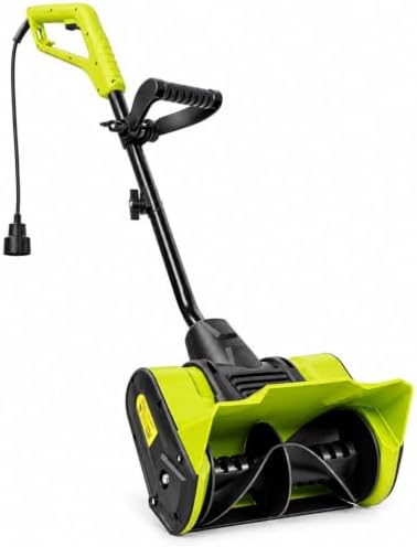 10 Amp Electric Snow Shovel, 12-Inch Corded Snow Thrower with Adjustable Handle, Dual-Blade Auger & 19 FT Throwing Distance, Lightweight Snow Blower for Driveways, Sidewalks & Patios, Black/Green