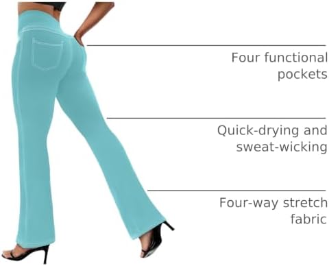 VOOVEEYA Women's Bootcut Leggings - Bootleg Yoga Pants Flare with 4 Pockets