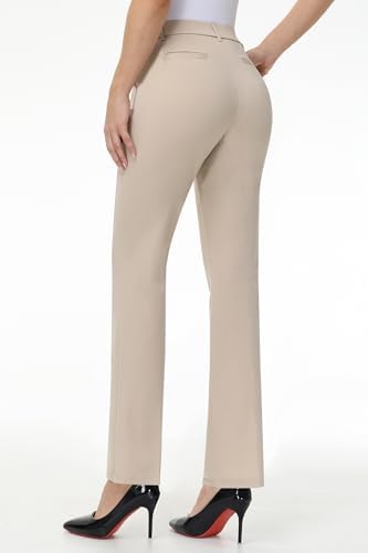 iChosy Women's Stretch Straight Leg Dress Work Pants Business Casual Slacks