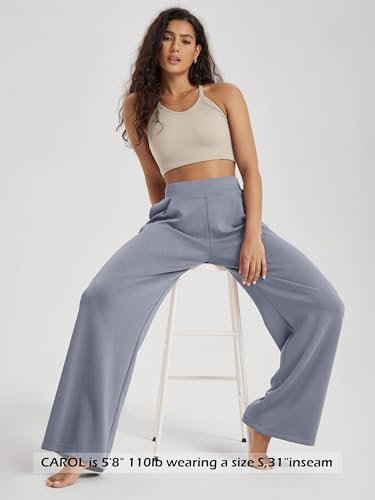 ODODOS Modal Soft Wide Leg Pants for Women High Waist Casual Relaxed Pants with Pockets-27/29"/ 31" Inseam