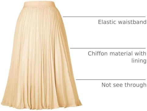 GRACE KARIN Pleated Midi Skirt for Women Chiffon A-Line Outfits