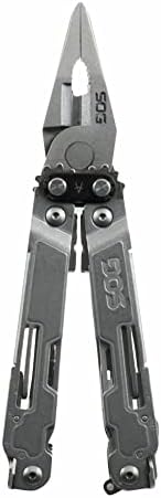 SOG PowerAccess Deluxe All-Around Heavy Duty Stainless Steel Multi-Tool w/Nylon Sheath, Two Knife Blades, Can & Bottle Opener, Stone Wash