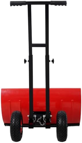 29" Dual Bar Snow Shovel with Wheels, Adjustable Pusher for Driveway