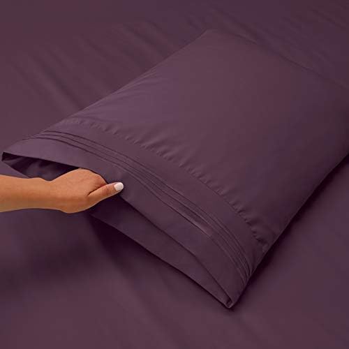 Hearth & Harbor Full XL Size Sheets - 4 Piece Bed Sheet Set, Hotel Luxury Double Brushed Bed Sheets - Extra Soft Bedding Sheets & Pillowcases, Full XL, Purple