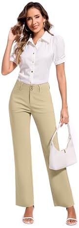 KICZOY Women Dress Pants Stretch Business Straight Leg with Pockets Wear to Work Casual 2026 Suitpants