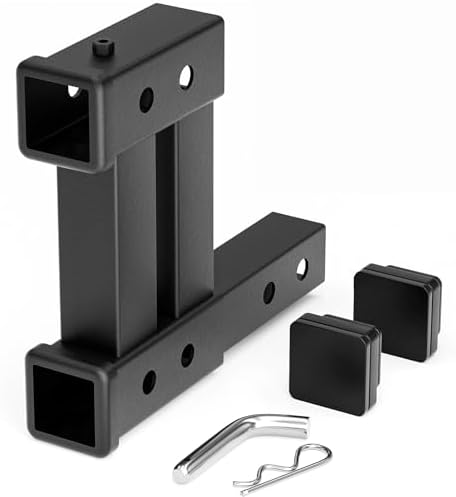 YZONA Tow Hitch 2 Inch, Dual Hitch Extender, Drop-Rise Trailer Hitch Adapter Extension, 4000 LBS Capacity Double Receiver Extender Fits Standard 2" Class III & IV Receivers for Cargo Carrier Bike