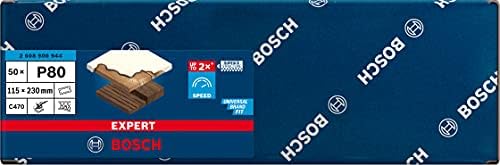 Bosch Professional 50x Expert C470 Sandpaper (for Hardwood, Paint on Wood, 115x230 mm, Grit 80, Accessories Orbital Sander)