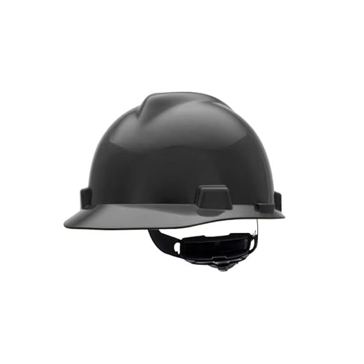 MSA 492559 V-Gard Cap Style Safety Hard Hat With Fas-Trac III Ratchet Suspension | Polyethylene Shell, Superior Impact Protection, Self Adjusting Crown Straps - Standard Size in Black