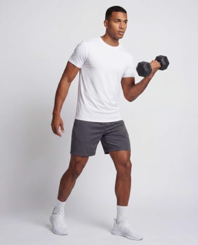5 Pack Men's Dry Fit Workout T Shirts Crew Neck Athletic Gym Running Tees