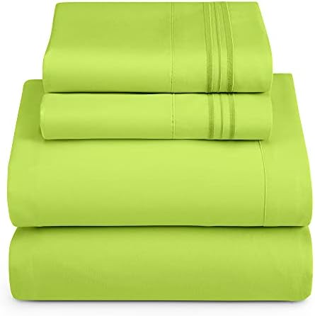 Hearth & Harbor Full Size Sheets - 4 Piece Bed Sheet Set, Hotel Luxury Double Brushed Bed Sheets - Extra Soft Bedding Sheets & Pillowcases, Full, Garden Green