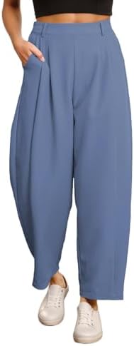 EVALESS Womens Wide Leg Barrel Pants with Pockets