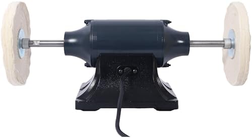 8" Electric Polisher Bench Buffer Grinder - 4 Pole 550W Motor, 1750 RPM, Includes 4 Buffing Wheels for Metal, Jewelry, Wood, Jade
