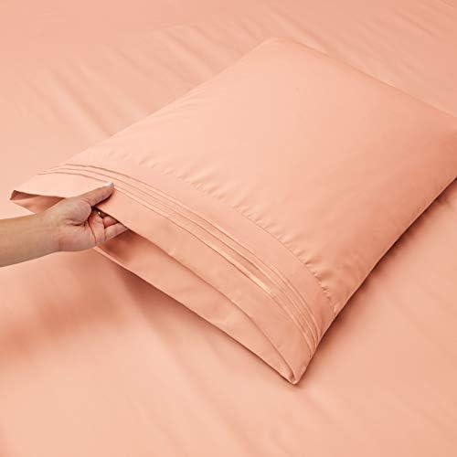 Hearth & Harbor Cal King Size Sheets - 4 Piece Bed Sheet Set, Hotel Luxury Double Brushed Bed Sheets - Extra Soft Bedding Sheets & Pillowcases, California King, Peach