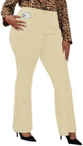 DGD Wrinkle-Free Stretch Dress Pants Plus Size for Women Pull-on Pant Ease into Comfort Office Pant