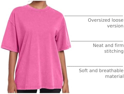 Womens Vintage Oversized T Shirts Acid Washed Baggy Cotton Tee Workout Gym Shirts Boyfriend Short Sleeve Tops