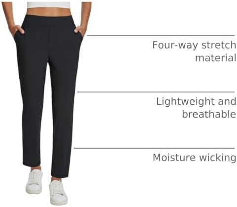 baleaf Womens Business Casual Pants Stretch Travel Pants On Airport with Zipper Pockets Dressy Slacks Golf Work Pull on