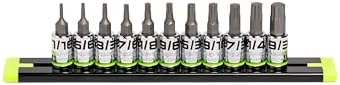 GRIPEDGE HEX Bit Socket Set | 11-PC - 1/4'' Drive Short SAE RPT Hex Driver Set | Sizes 1/16'' - 9/32'' | Made With S2 Steel | Includes Premium Aluminum Storage Rail |