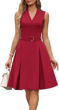 GRACE KARIN Women's Fit and Flare Work Business Dress with Belt
