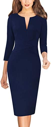 VFSHOW Womens Work Business Office Zipper Up Slim Bodycon Sheath Dress