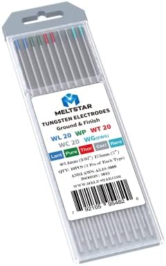 TIG Welding Tungsten Electrodes Mix Set, 5 Color Markings Red Green Blue Turquoise Grey, 3/32" x 7" 10 Pack