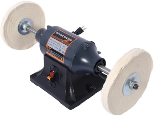 Extra Long 8 Inch Electric Polisher Bench Buffer Grinder, 4 Pole Motor with 4PCs 80Ply Thic Buffing Wheels for Polishing Metal, Jewelry, Knives, Wood, Jade, etc, CSA Certificated