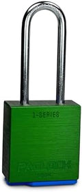PACLOCK's 1-Series Padlock, Standard Rekeyable (SR), 1/4" Diameter Hard. Stainless Steel Shackle, 2-1/2" Tall, Keyed Differently w/ 2 Keys, Green