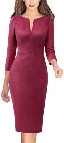 VFSHOW Womens Work Business Office Zipper Up Slim Bodycon Sheath Dress