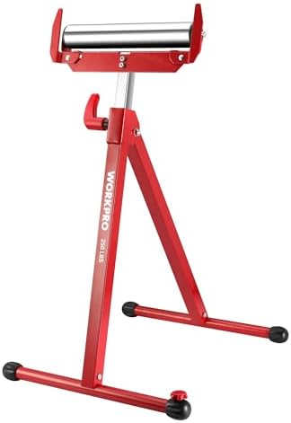 WORKPRO Folding Roller Stand Height Adjustable, Heavy Duty 250 LB Load Capacity, Outfeed Woodworking, 1PC