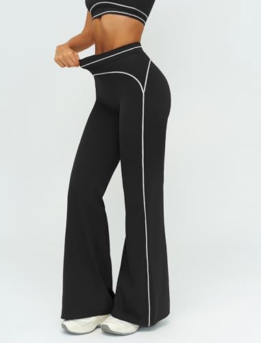 ABOCIW Two Piece Workout Sets for Women Racerback Tank Top Matching High Waist Wide Leg Yoga Pants Pilates Outfits