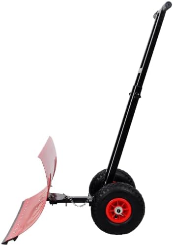 29" Dual Bar Snow Shovel with Wheels, Adjustable Pusher for Driveway