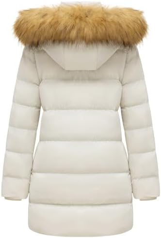 GGleaf Women's Winter Puffer Coat with Removable Fur Hood Warm Snow Jacket