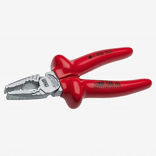 NWS 7" High Leverage Combination Pliers CombiMax 1000V - Matte Chromium - Plastic Grip