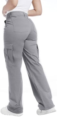 Soulsfeng Women's Baggy Cargo Pants Relaxed Fit Casual Cotton Hiking Pants with 6 Pockets