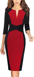 VFSHOW Womens Work Business Office Zipper Up Slim Bodycon Sheath Dress
