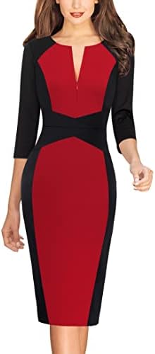 VFSHOW Womens Work Business Office Zipper Up Slim Bodycon Sheath Dress