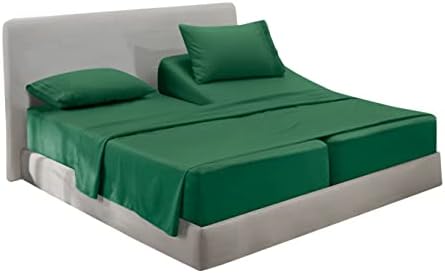 Hearth & Harbor Split King Size Sheets - 5 Piece Bed Sheet Set, Hotel Luxury Double Brushed Bed Sheets - Extra Soft Bedding Sheets & Pillowcases, Split King, Hunter Green
