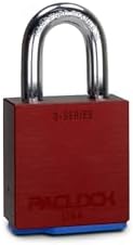 PACLOCK's 3-Series Padlock, Standard Rekeyable (SR), 3/8" Diameter Hard. Stainless Steel Shackle, 1-3/16" Tall, One Lock Keyed to a Number U-Pick! w/ 2 Keys, Red
