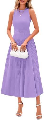 PRETTYGARDEN Women's Summer Pleated Midi Work Dress