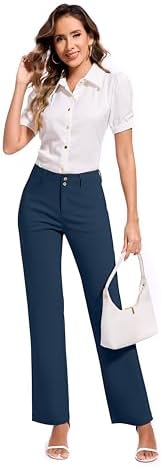 KICZOY Women Dress Pants Stretch Business Straight Leg with Pockets Wear to Work Casual 2026 Suitpants