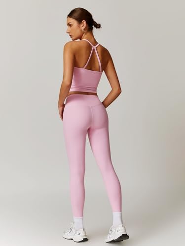 ABOCIW Workout Sets for Women 2 Piece Padded Sports Bra Tank Top High Waist Leggings Sets Gym Yoga Work Out Clothes