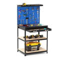 32 x 16 Inch Workbench Work Table with 2 PCs Pegboard Drawer and Shelves