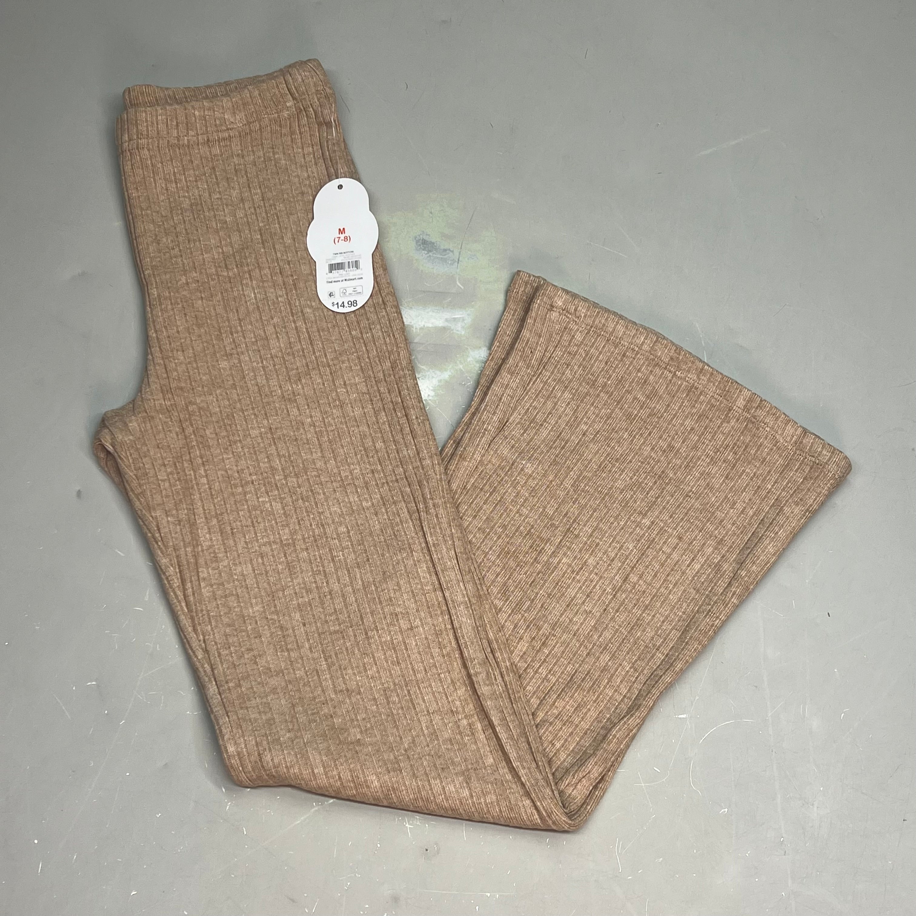 ZA@ WONDER NATION Twin Rib Bottoms Girl Sz L (10-12) Dark Latte Heather