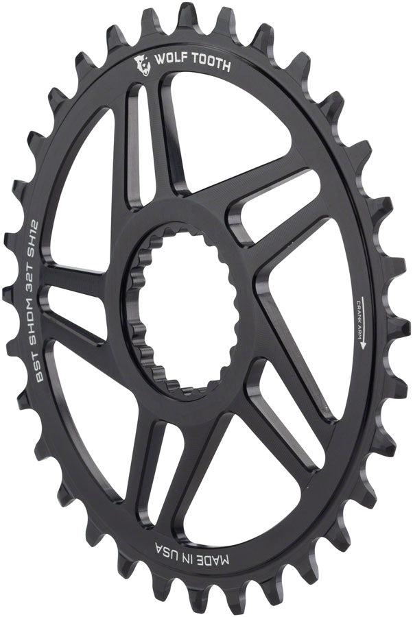 Wolf Tooth Direct Mount Chainring - 30t Shimano DM For Boost Cranks 3mm Offset Drop-Stop ST Requires 12-Speed HG+ Chain BLK