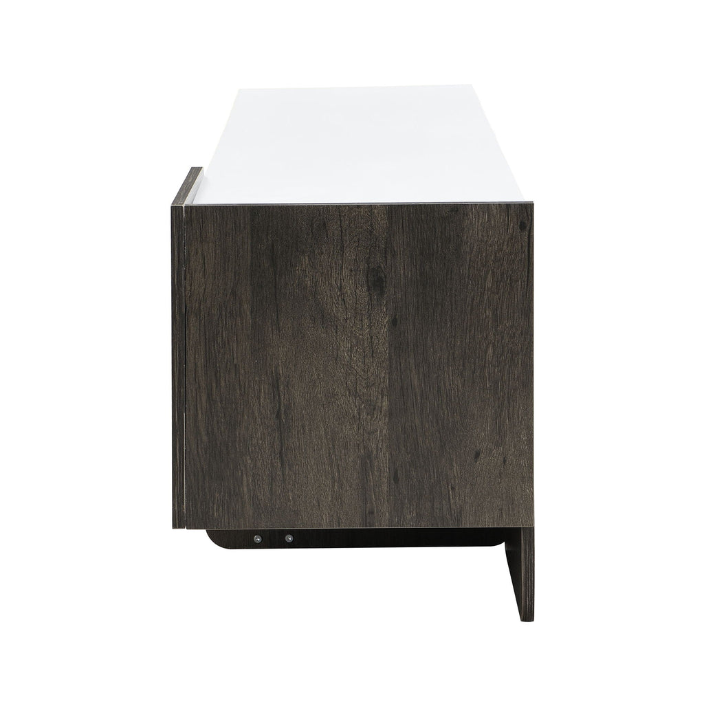 TV Stand With 1 Drawer, 2 Cabinets And Adjustable Shelves
