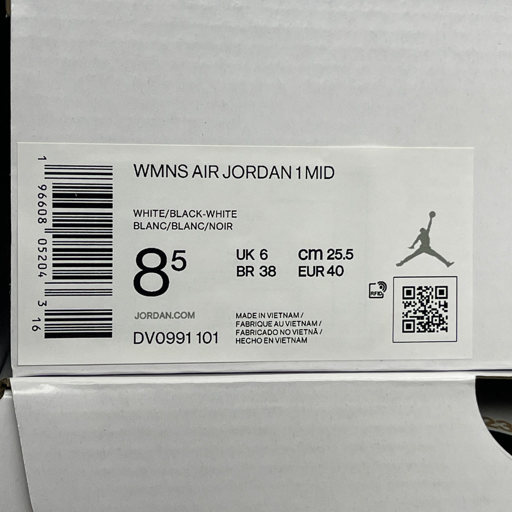 NIKE AIR JORDAN 1 Mid Panda Shoe Women's Sz 8.5 Black / White DV0991-101 (New)