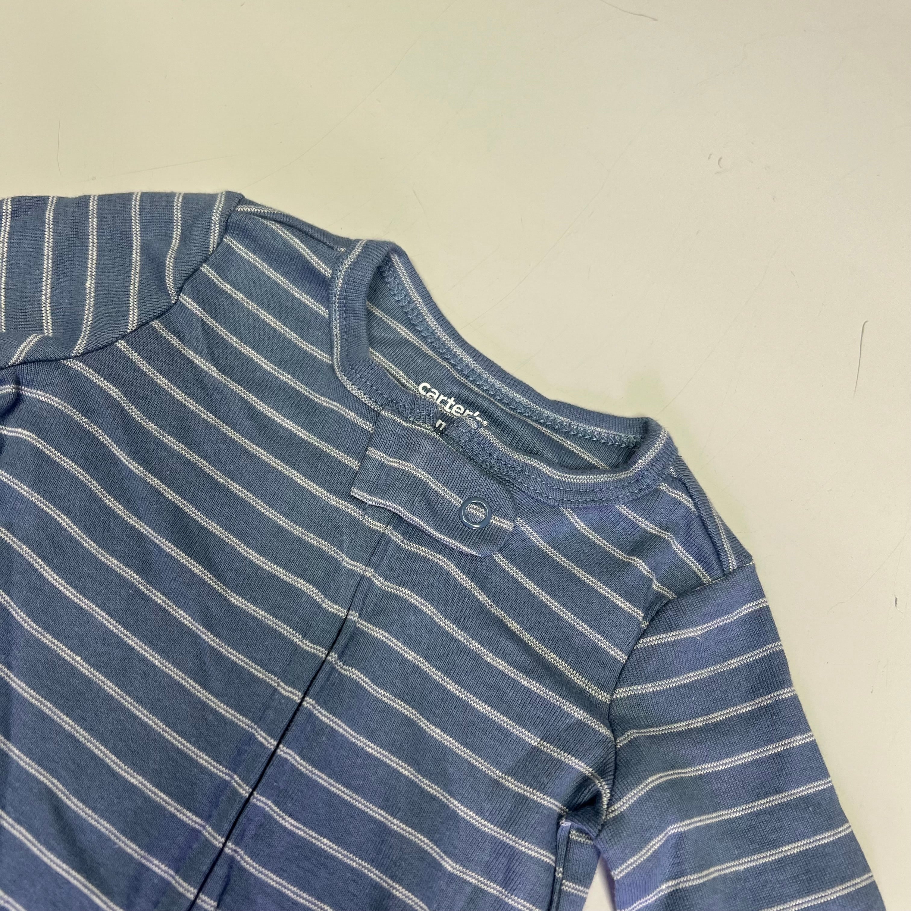 CARTERS (SET OF 2) Soft Farmhouse Pattern Body Suit Baby Boy Newborn Blue/White