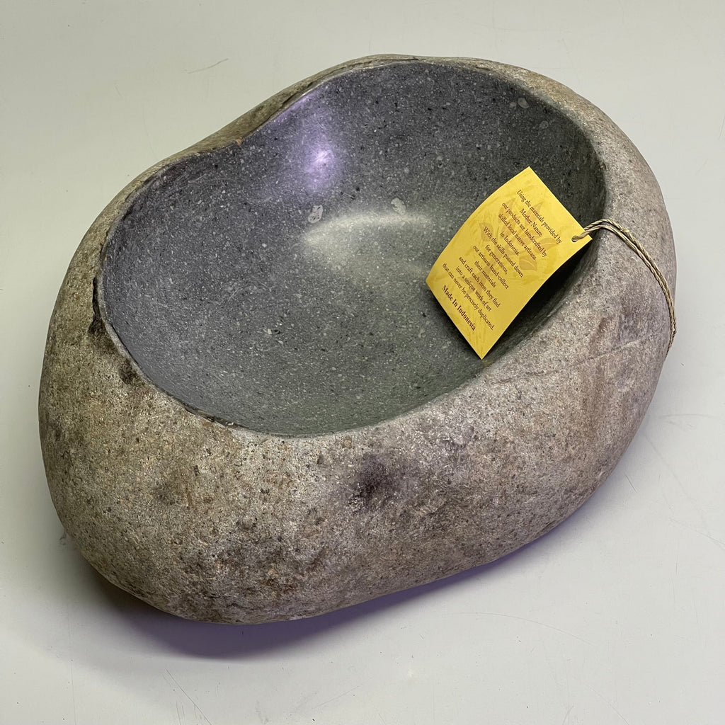 HABINI River Stone Bowl 15"x11.5"x5" Grey