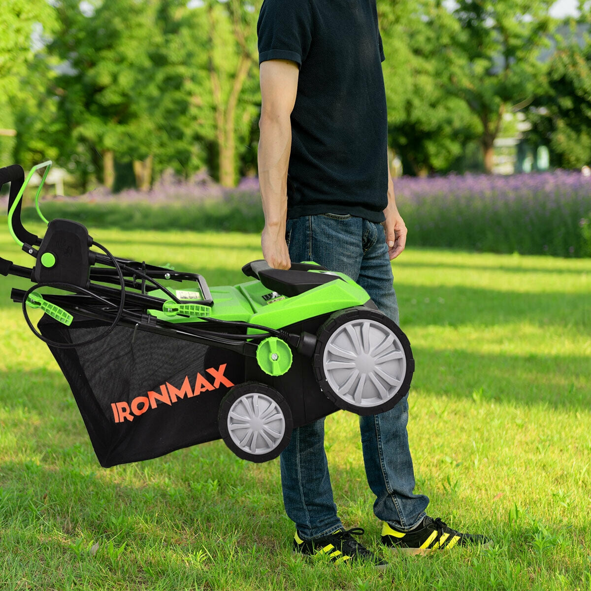 15 Inch 13 Amp Electric Scarifier with Collection Bag and Removable Blades