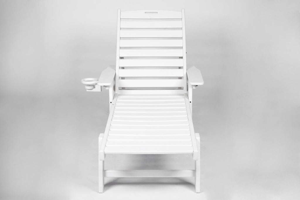 Lounge Chair Outdoor with Wood Texture, HDPE, Adjustable Backrest