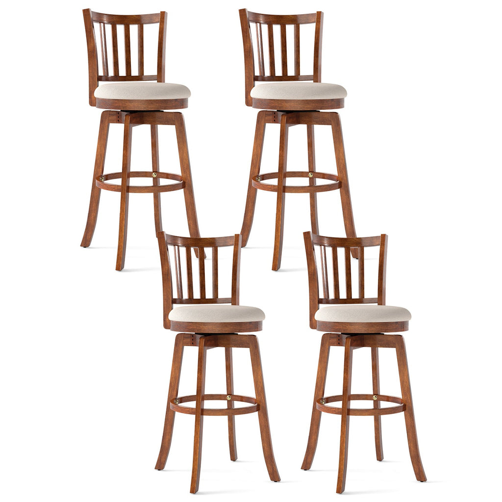 360¬∞ Rotating Counter Height Chairs Set of 4 with Backrest and Upholstered Seat